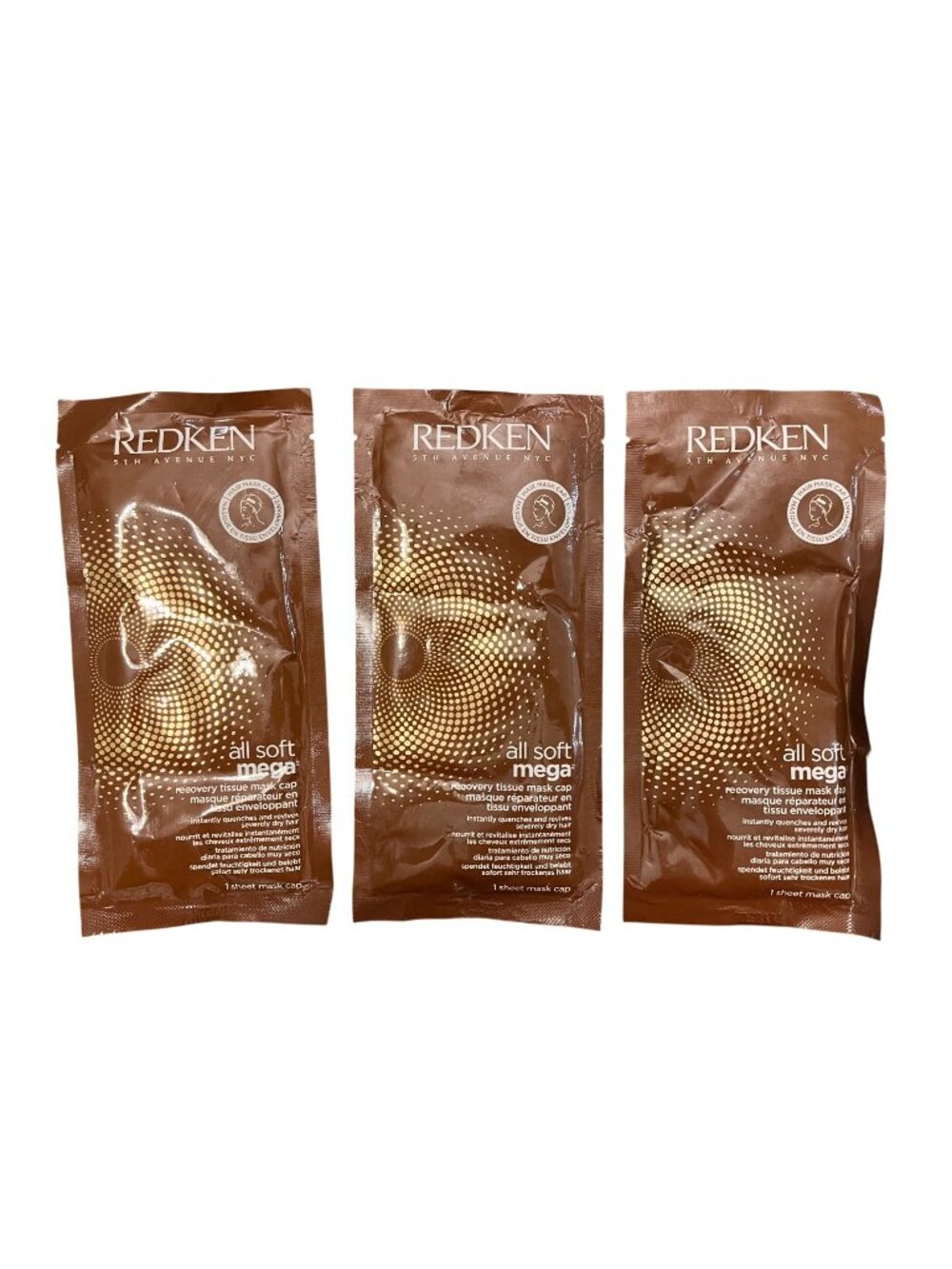 REDKEN All Soft Mega Recovery Tissue Mask Cap Set of 3